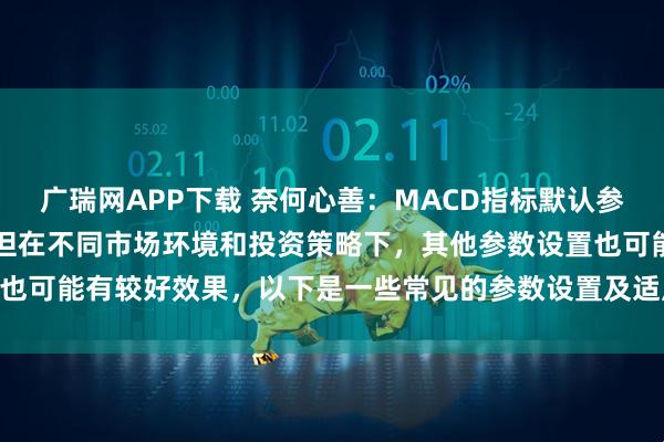 广瑞网APP下载 奈何心善：MACD指标默认参数是（12，26，9），但在不同市场环境和投资策略下，其他参数设置也可能有较好效果，以下是一些常见的参数设置及适用情况： （5，34，5）